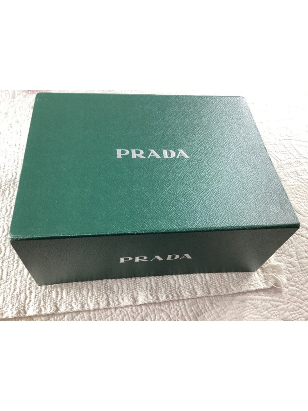 Prada Green Textured Cardboard Box For Accessories Or Storage or Gift 9.5x7x4”